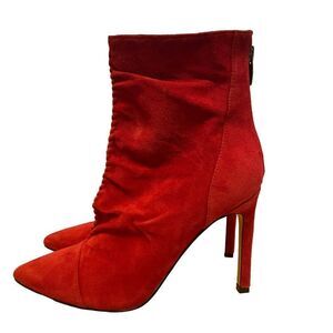 Nine West Red Leather Ankle Booties Size 7.5 NEW